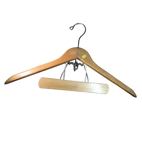 The Setwell 20 Inch Wooden Trouser Clamp Suit Hanger Vintage Made In USA Heavy D - Picture 15 of 16
